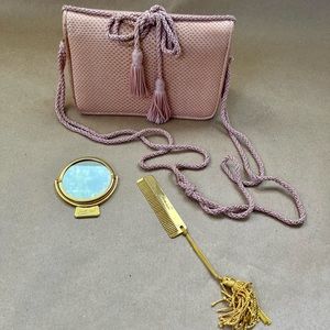 Light pink Judith Leiber Reptile Skin Leather Purse